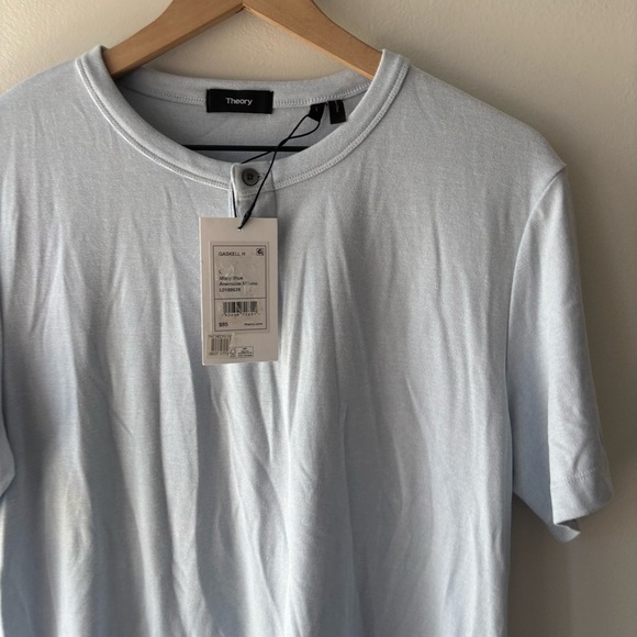 Theory Gaskell Short-Sleeve Henley - Misty Blue Sz L NWT - Picture 6 of 9